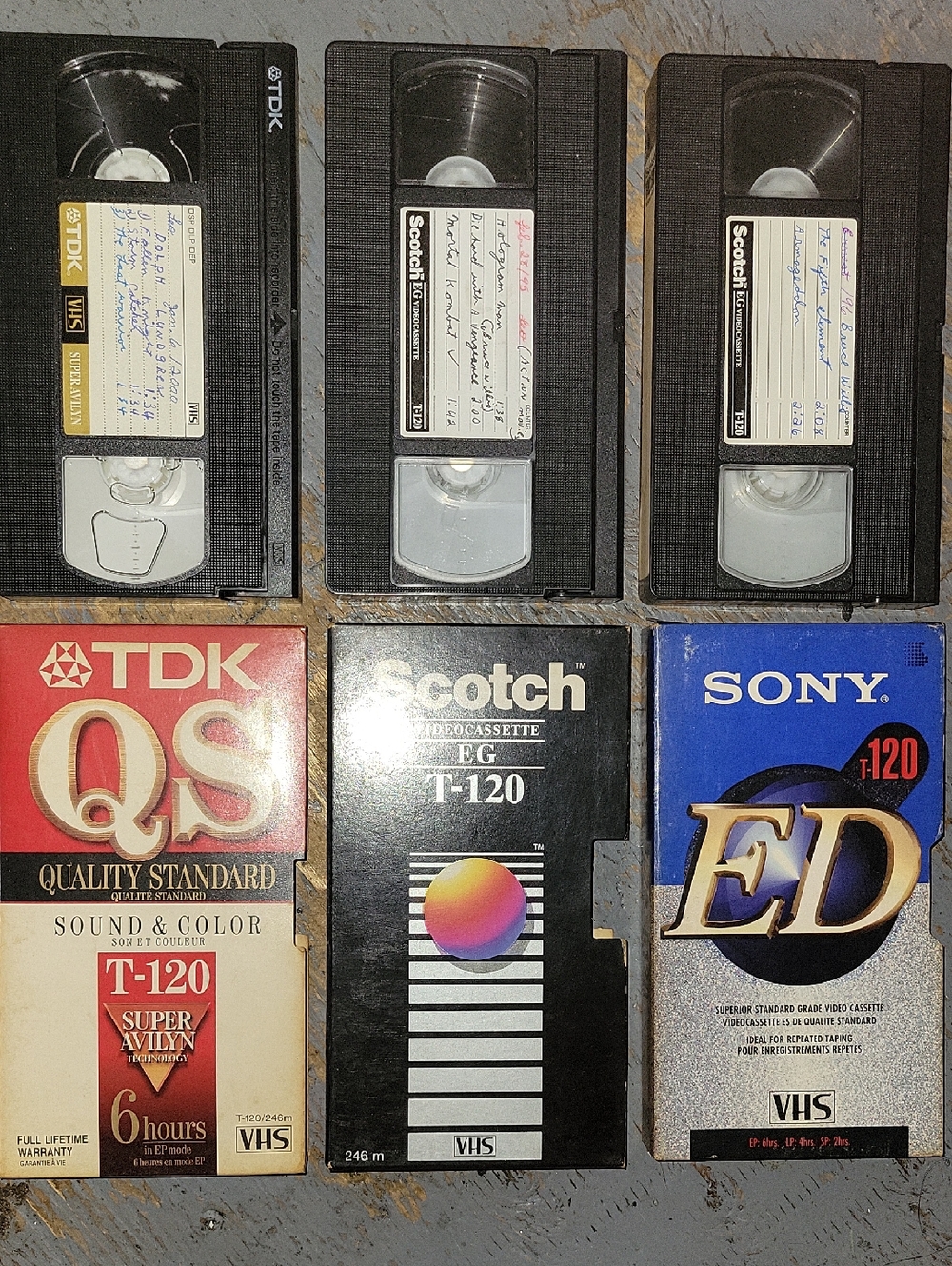 Vintage Pre Recorded 80s & 90s Films VHS Tape Lot - TDK, Scotch, Sony